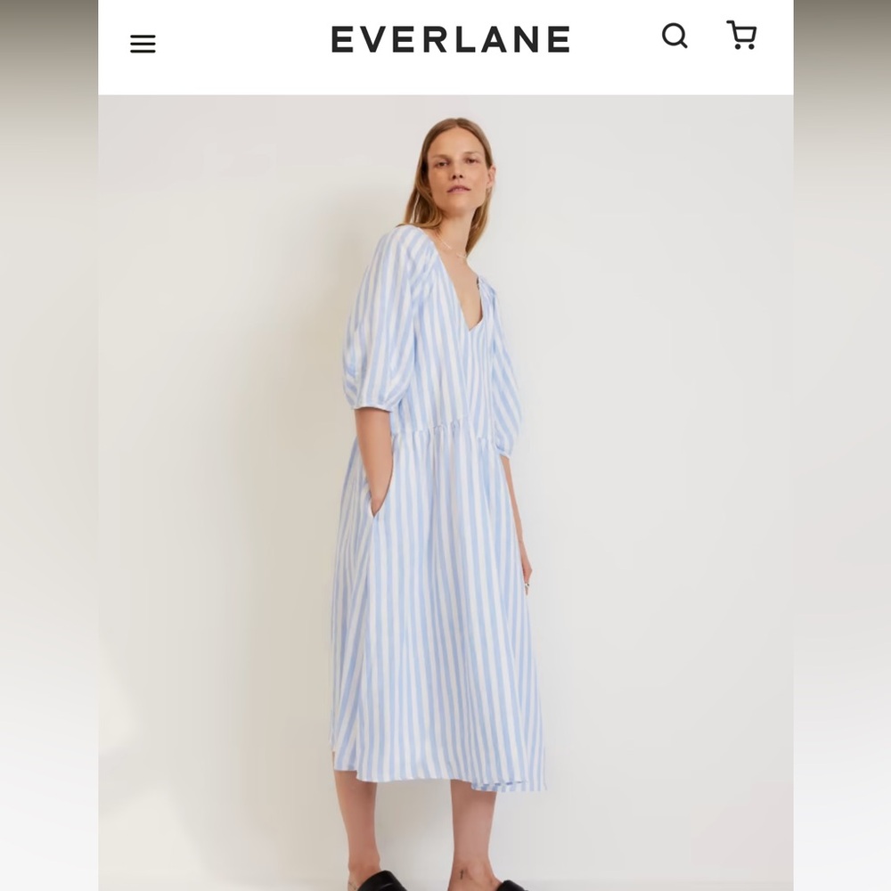 Everlane - The Linen Oversized Puff-Sleeve Dress